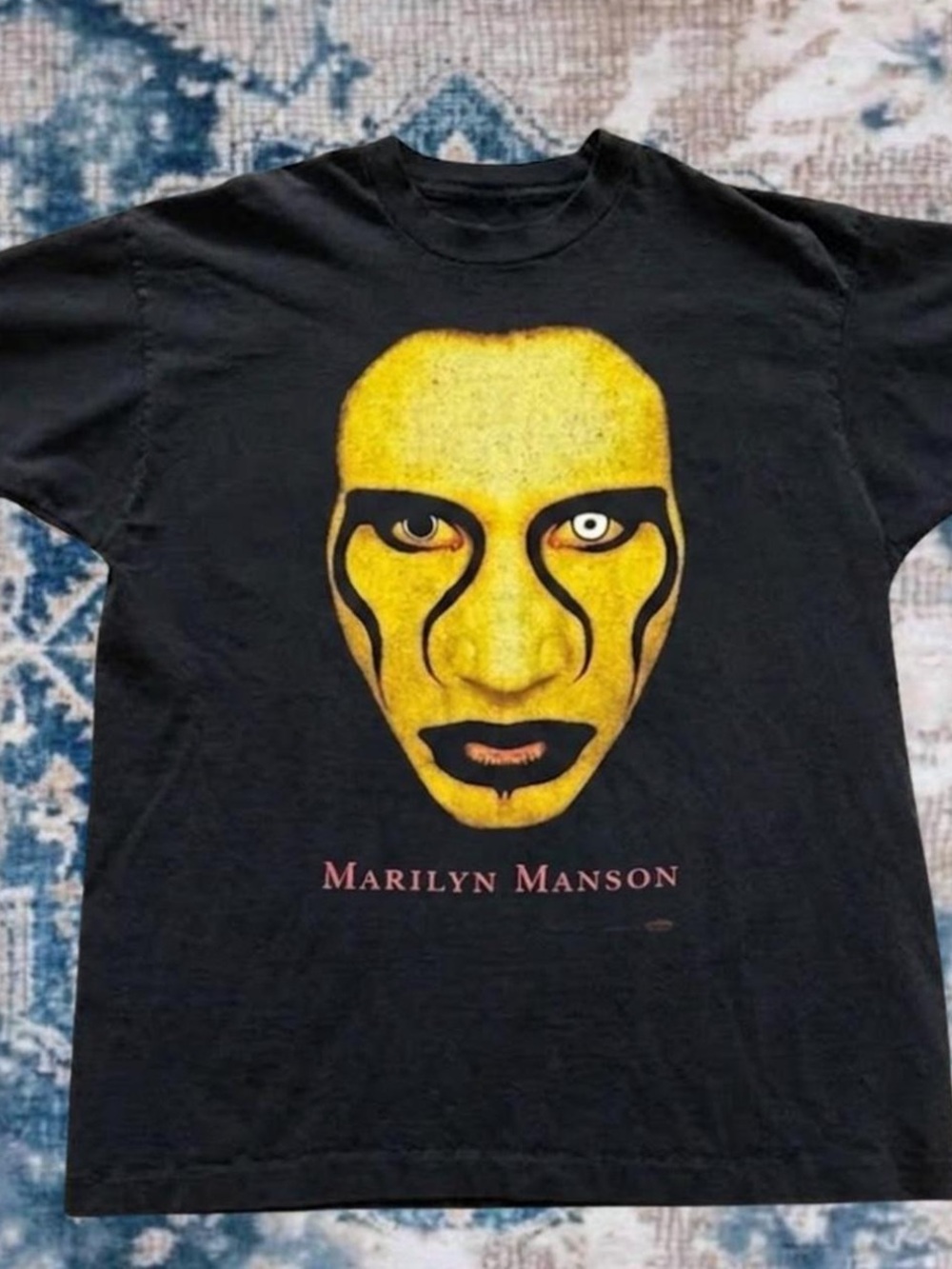 Gildan Black Short-Sleeve Tee with Yellow Face Graphic